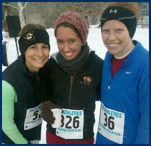 Left to Right: Lauren Steele, Ayelen Costa and Meghan Turner before the annual True Life Run during the True/False Film Festival in Columbia, MO, on March 2, 2013.