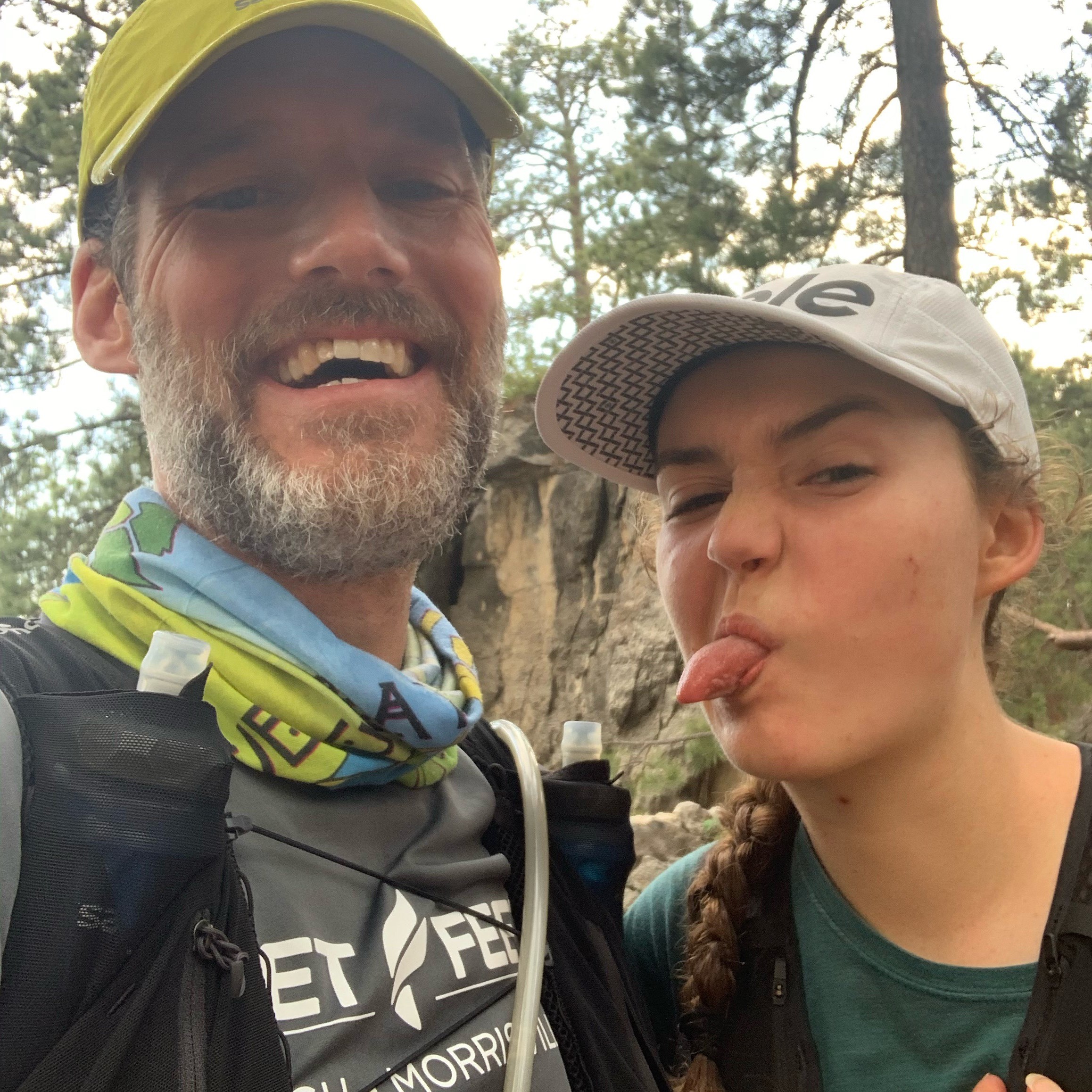 father and daughter in close up shot wearing running gear