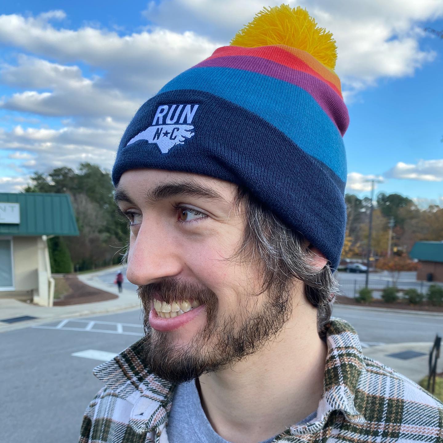 white man in winter beanie hat