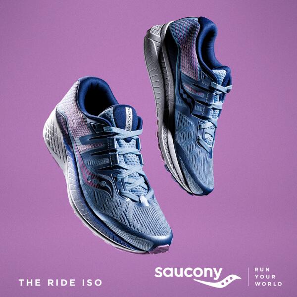 saucony ride iso purple background