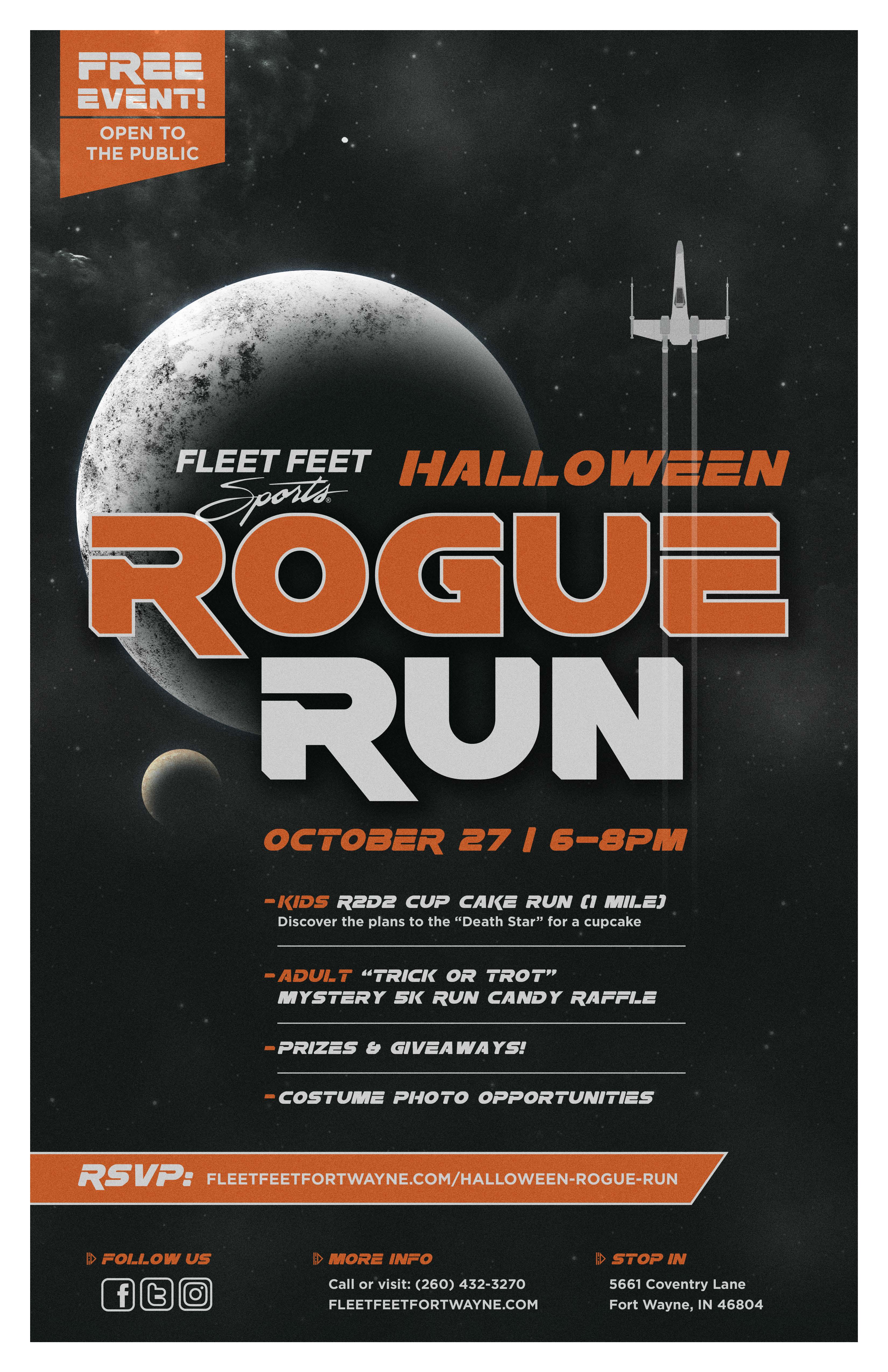 Fleet Feet Sports Fort Wayne Rogue Run Halloween Fun Run Poster