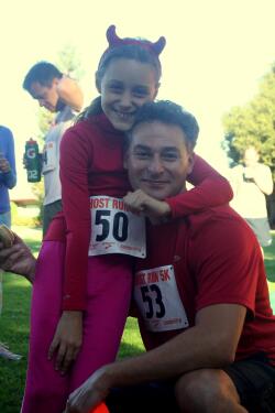 Dad and daughter at Ghost Run