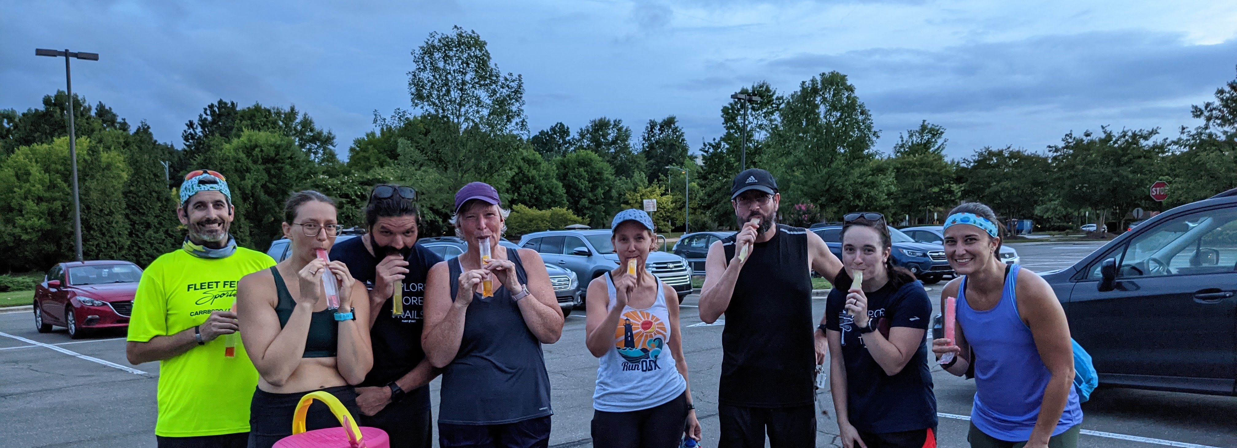 runners eating popsicles