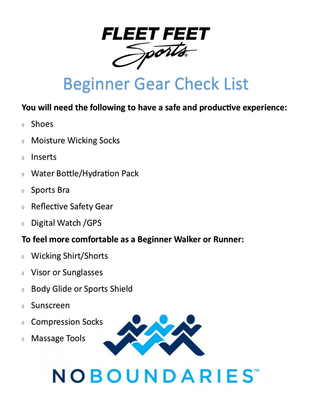 Beginner Runner/Walker Gear Checklist Fleet Feet Sports Augusta