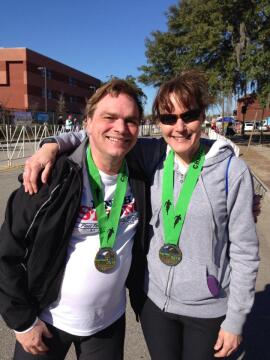 greg and lisa sipf after the Charleston Marathon