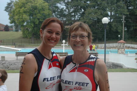 Kyli and Dana at a triathlon