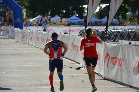 Shahin and Kyli in run portion of IM