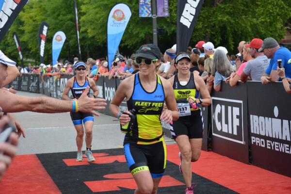 Sarah finishing IRONMAN 70.3 Chattanooga