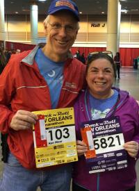 Pam and Ken before the 2015 New Orleans Half Marathon