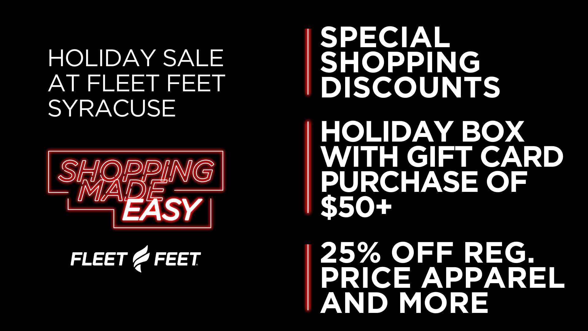 Holiday Sale at Fleet Feet Syracuse 