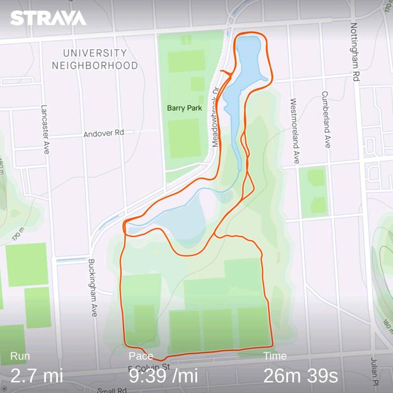 Barry Park Trail Route Fleet Feet Syracuse Daily Workout