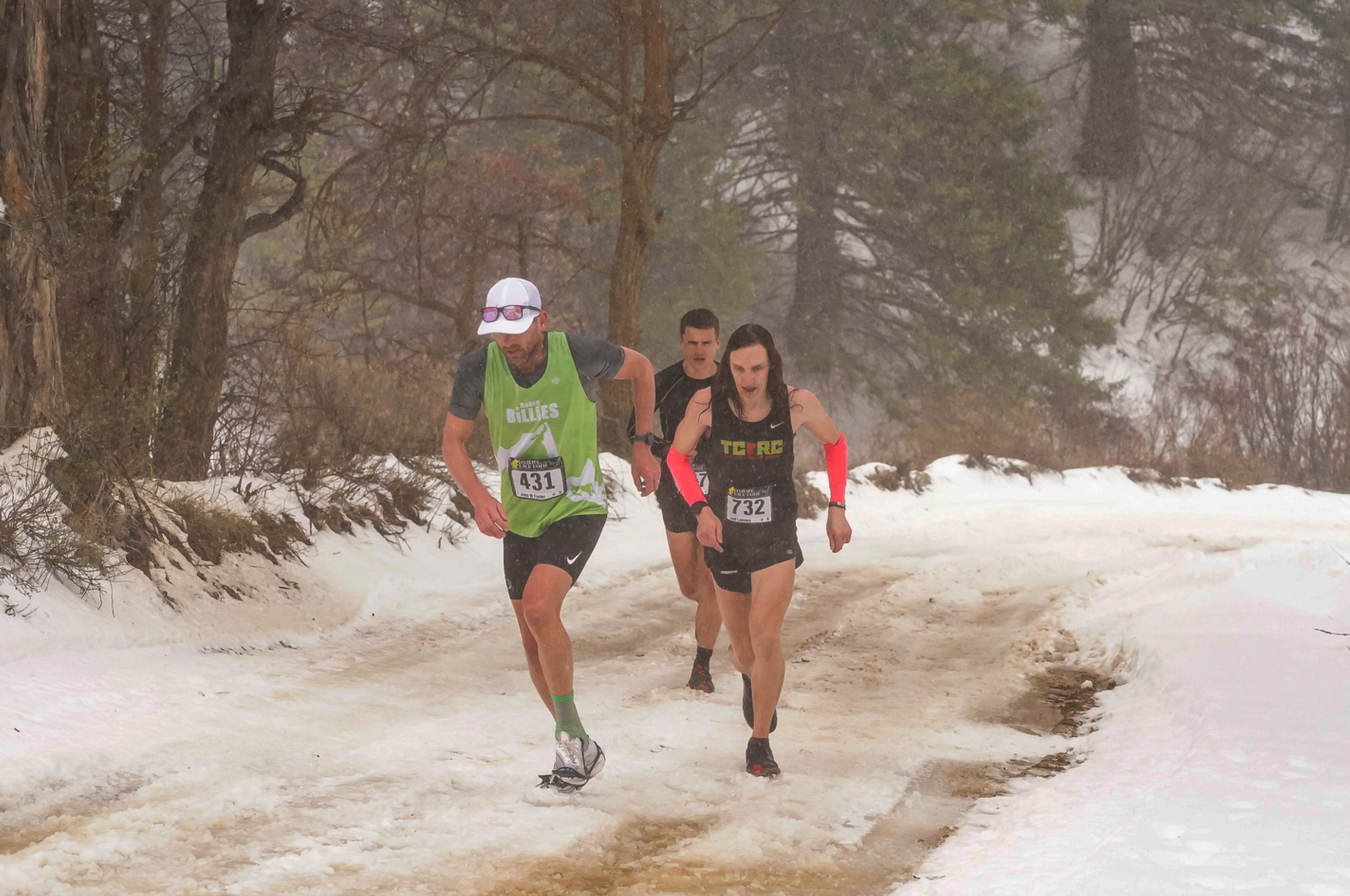 John Foster leads the charge up Shaw Mountain Road in Kahtoola Nano Spikes