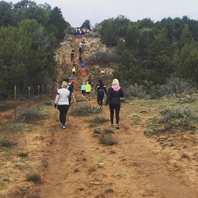 Steep, rocky uphill at mile 9