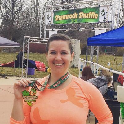 With my finisher's medal at Shamrock Shuffle