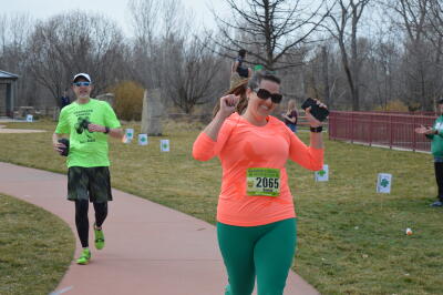 Crossing the finish line at Shamrock Shuffle