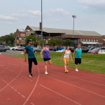 Training group warming up
