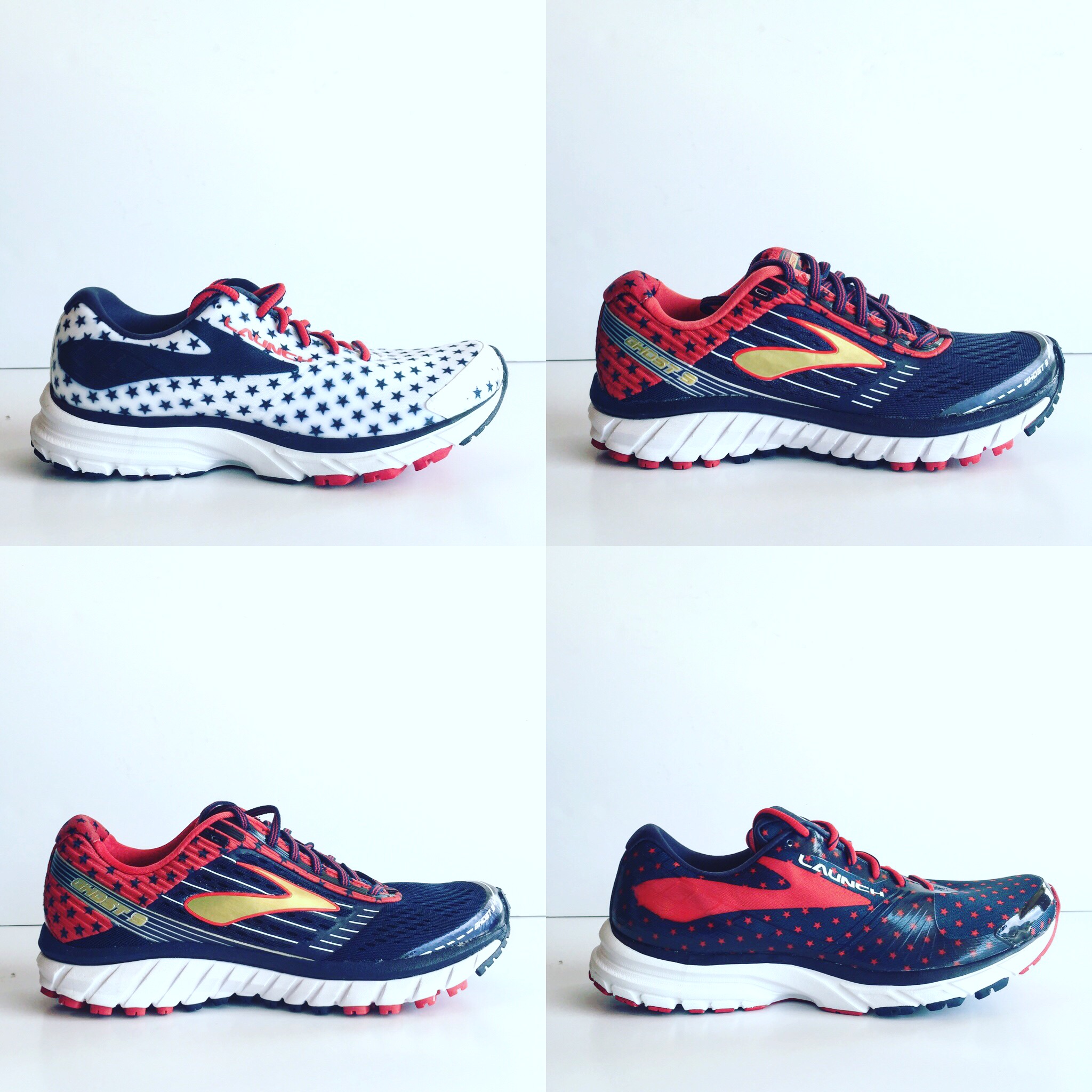 brooks shoes red white and blue