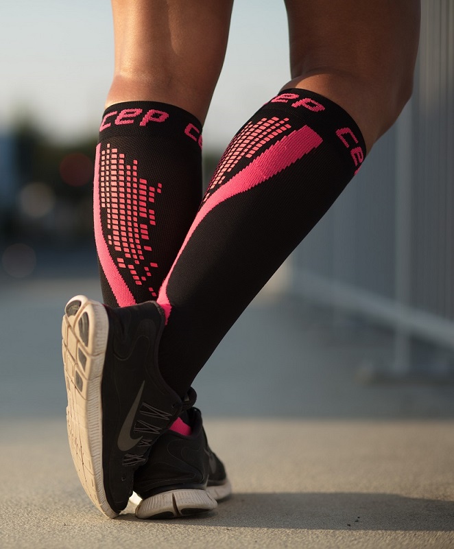 Pink CEP Compression Calf Sleeves Reflective Nighttech Mens 