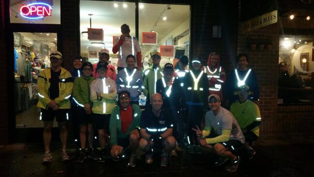 The Fleet Feet Tacoma Tuesday night run group always lights up before heading out.