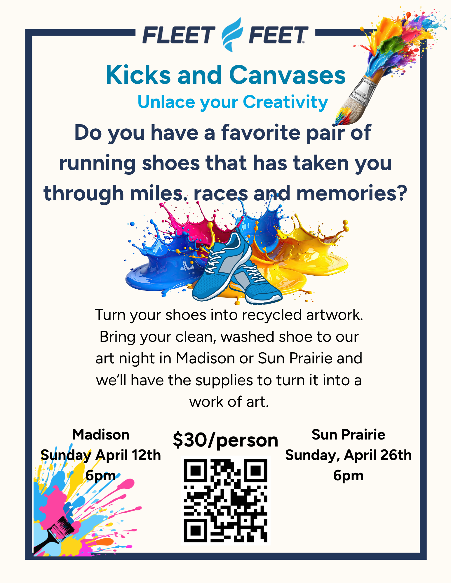 Kicks and Canvases at Fleet Feet Madison & Sun Prairie
