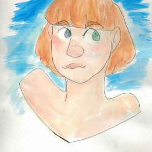 Contour Line Portrait (Watercolor) - Clarissa