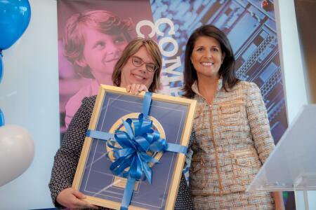  (Left to right) ) Lash’s Tracy Foster with Former Gov. of South Carolina Nikki Haley at the company’s 2016 opening of its headquarters building in Fort Mill. 