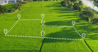 2 Land plots in aerial view for development