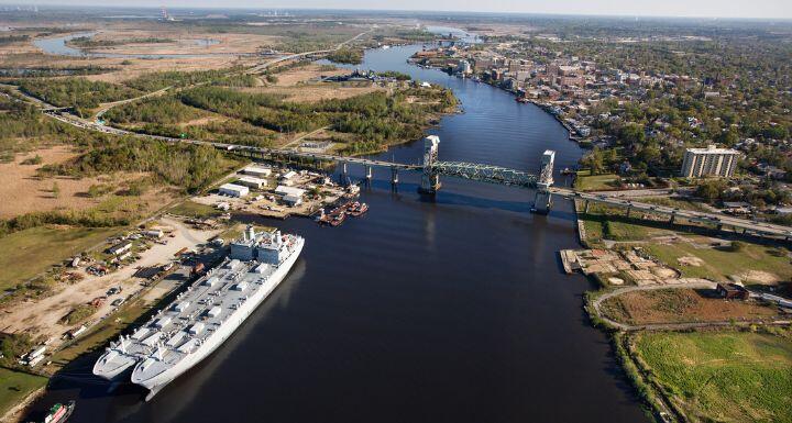 Aerial View of Port in Wilmington, NC