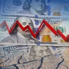 American dollar, financial crisis in the red arrow.