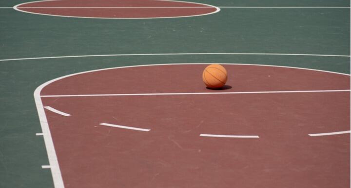 Basketball on free throw line