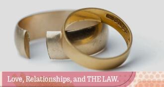 Broken wedding righs on white background