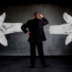 Businessman making decision