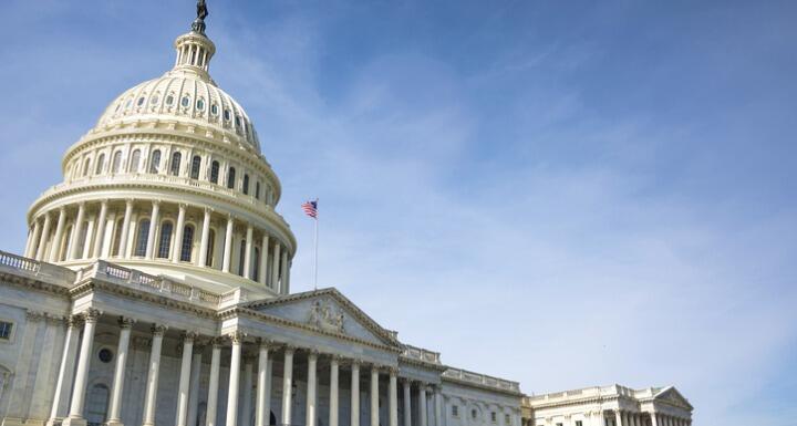 Front view of the Capitol building in Washington DC