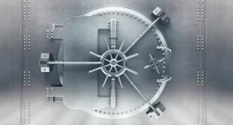 Closed silver bank vault