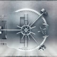 Closed silver bank vault