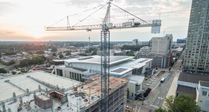 Construction Crane in Raleigh at Sunset