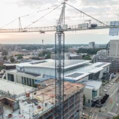 Construction Crane in Raleigh at Sunset
