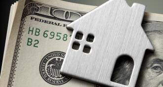 Dollar bills with miniature model house