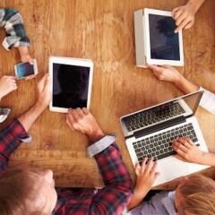 Family using new technology and NIL 