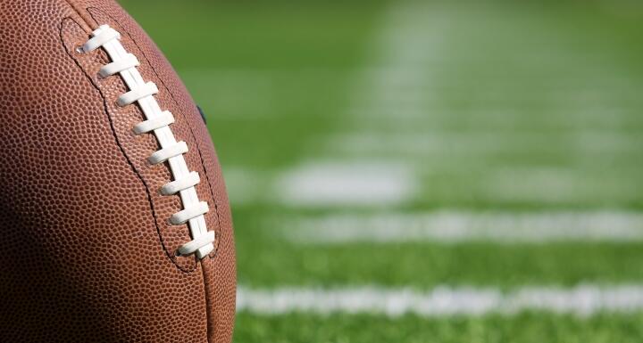 Close up shot of football on the field