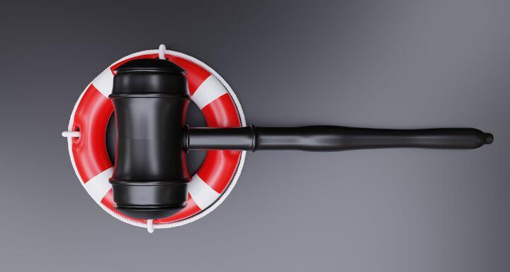 Gavel on lifebuoy