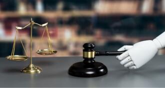 Robotic Hand holding Gavel 