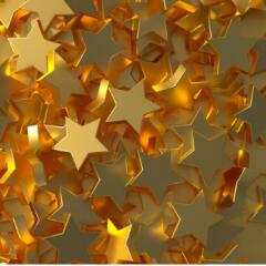 A garland of three dimensional gold stars