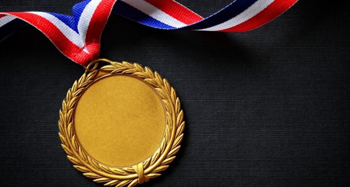 Gold Medal on black background