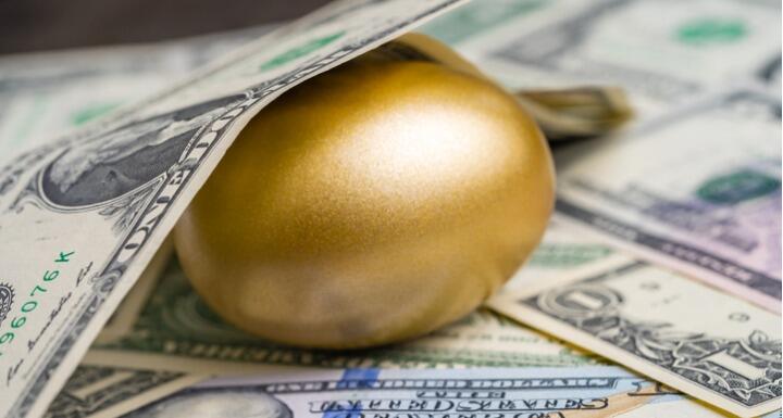 Golden egg under money