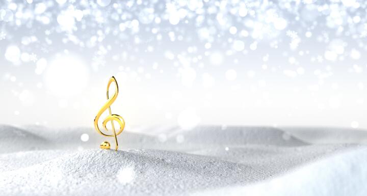 Golden Treble Clef In Snow