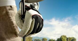 Golf course with a golf bag