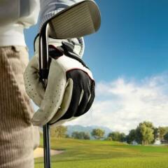 Golf course with a golf bag