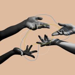 Hands aesthetic on bright background