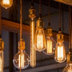 Hanging incandescent lightbulbs